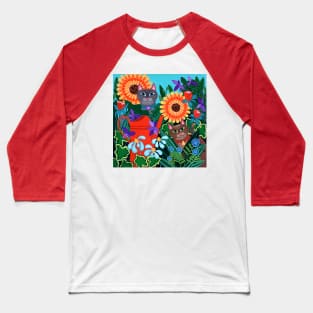 Red Watering Can Cats Baseball T-Shirt